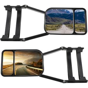 Black Car Towing Mirror Clip on Side Extension Towing Mirror 360 Degree Rotation Adjustable Dual View Tow for Car Truck Auto Caravan(2 Pcs)