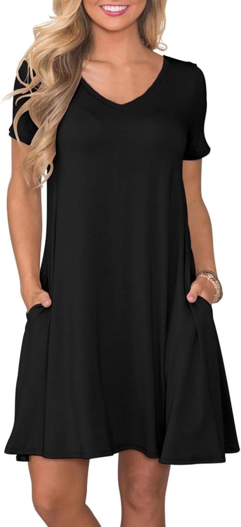 lionstill Women's Summer Casual T Shirt Dresses Swing Dress with Pockets, 2XL