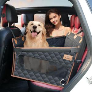 Dog Car Seat for Large Medium Small Dogs,Back Seat Extender for Dogs,Dog Seat Cover for Back Seat Hard Bottom, Dog Hammock for Backseat, Car Bed Mattress for Car SUV Truck(Black)