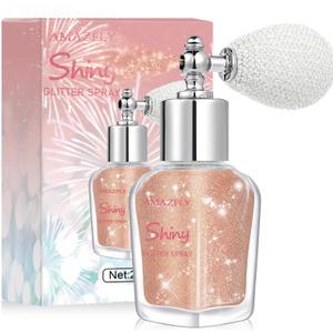Hair and Body Glitter Spray, Shimmering Powder Sparkle Powder Makeup, Glitter Loose Sparkle Makeup for Body Highlighter,Festival Prom Rave Accessories (Champagne)