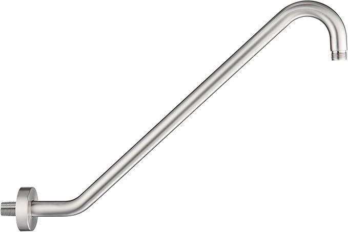 Shower Extension Arm with Flange Uvish 17" Shower Head Riser Pipe, Stainless Steel High Rise Long Neck Shower Head Arm Extender Arm for Rain Shower Head, Standard 1/2" Connection, Brushed Gold