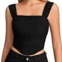 KUTUMAI Summer Floral Corset Tops for Women Cute Bustier Y2K Going Out Top - Off Shoulder and Square Neck Two-Wear