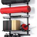 Home Gym Storage Shelf Only, Adjustable Gym Equipment Organizer Wall Mounted with 1 Board, Yoga Mat Holder, Storage Rack Compatible with Peloton Shoes & Mat, Shelf for Home Training Accessories