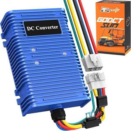 360W Universal Golf Cart DC Converter, 48V 36V to 12V Voltage Reducer Regulator DC Converter(Power-off Design) for Club Car, EZGO, YAMAHA, Golf Cart Step Down Transformer with Fuse(30A, 360W)