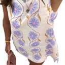 Womens Summer Floral Print Mini Dress Romantic Sleeveless Shift Short Dress Vacation Fairy Dresses (X-Small, Purple)
