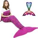 AmyHomie Mermaid Tail Blanket, Crochet Mermaid Blanket for Adults Soft All Seasons Sleeping Blankets Gift for Teen Girls Women(Rainbow, Adults)