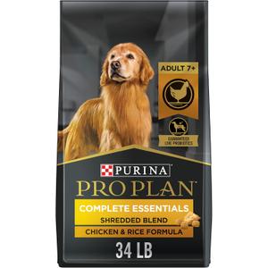Purina Pro Plan Senior Dog Food With Probiotics for Dogs, Shredded Blend Chicken & Rice Formula - 34 lb. Bag (Pack of 1)