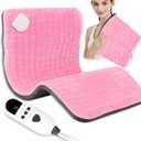 Heating Pad for Period Cramps, 12"×24" Electric Heating Pad for Back Neck Shoulder Muscle Pain, 9 Heat Settings&4 Auto-Off, Moist Heat & Machine Washable, Valentines Birthday Gifts for Women Men, Pink