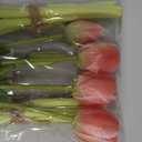 DUYONE 15pcs Artificial Tulips Flowers, Latex Bouquet, Fake Tulips for Office Wedding Party Home Kitchen Garden Decoration-B Coral Pink