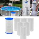 Pack of 6 Universal Pool Filters Type A Type C or III Replacement for Pool Filter Cartridge Pump, Reusable Pool Filter Type A/C for Above-Ground Swimming Pools, SPA