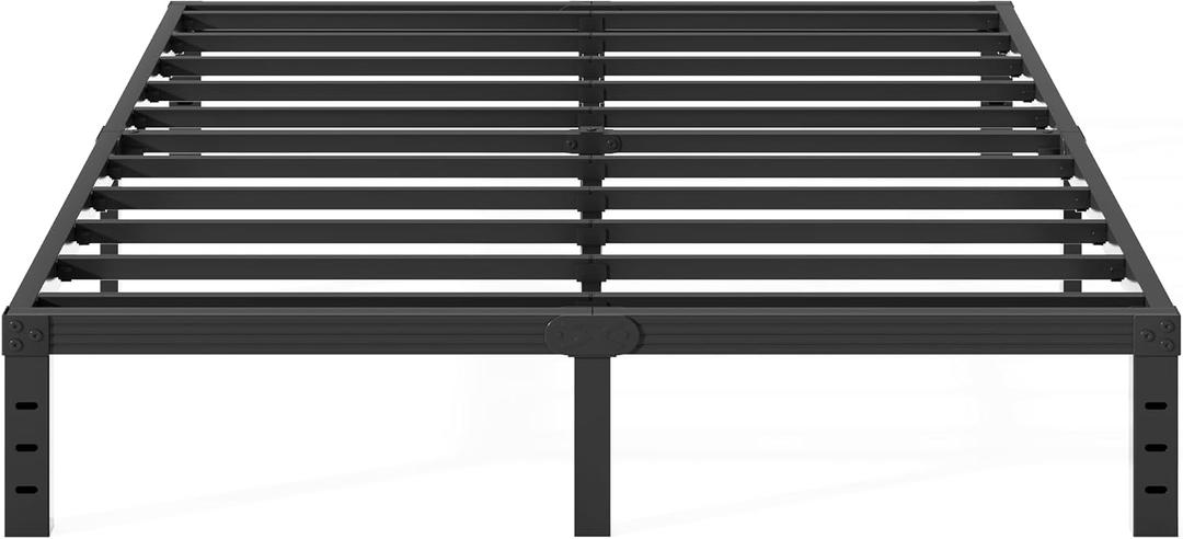 14 inch Full Bed Frame No Box Spring Needed, 2000 lbs Heavy Duty Metal Platform Bed Frames, Non-Slip and Noise-Free Mattress Foundation, Black