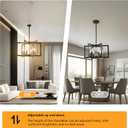 Modern 6-Light Black Chandelier, 6-Light Farmhouse Ceiling Light Fixture, Adjustable-Height Metal Industrial Geometric Pendant Lights，Black Hanging Light Fixture for Living Room, Foyer