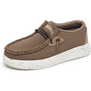 Ahannie Kids Boys Girls Loafers Slip On Casual Lightweight Walking Shoes(Toddler/ Little Kid/ Big Kid)(MD01-Brown-2)