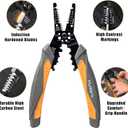 MulWark 3 in 1 Automatic Self Adjusting Wire Stripper/Cutter/Crimper, 8 Inch Multi Pliers For Electrical Wire Stripping, Cable Cutting, Crimping Tool from 8 AWG to 30 AWG