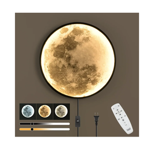QIYIMEILUX Dimmable Moon Wall Sconce Plug in Modern LED Wall Light with Remote Control 19.7 inch 24W Black Wall Lamp Indoor Wall Mounted Lighting Ceiling Light for Living Room Bedroom（Moon）