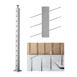 VEVOR Stair Cable Railing Post, 12 30 Pre-Drilled Holes, 42x2x2 Inches Stainless Steel Cable Railing System Kit for Indoor Outdoor Deck Balcony, 1 Pack, Silver, Product ID 1JZLGZXYS1062TLWC001V0