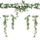 Ling's moment 6.5FT Artificial Wedding Arch Flowers, Backdrop Floral Garland, White Sage Ceremony Reception Hanging Eucalyptus Rose Arbor Arrangement Outdoor Party Swag Home Decorations