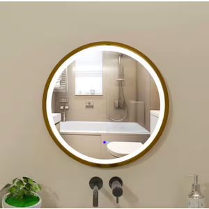 24 in. x 24 in. Modern Round Gold Framed Decorative LED Mirror Wall Mounted Anti-Fog and Dimmer Touch Sensor