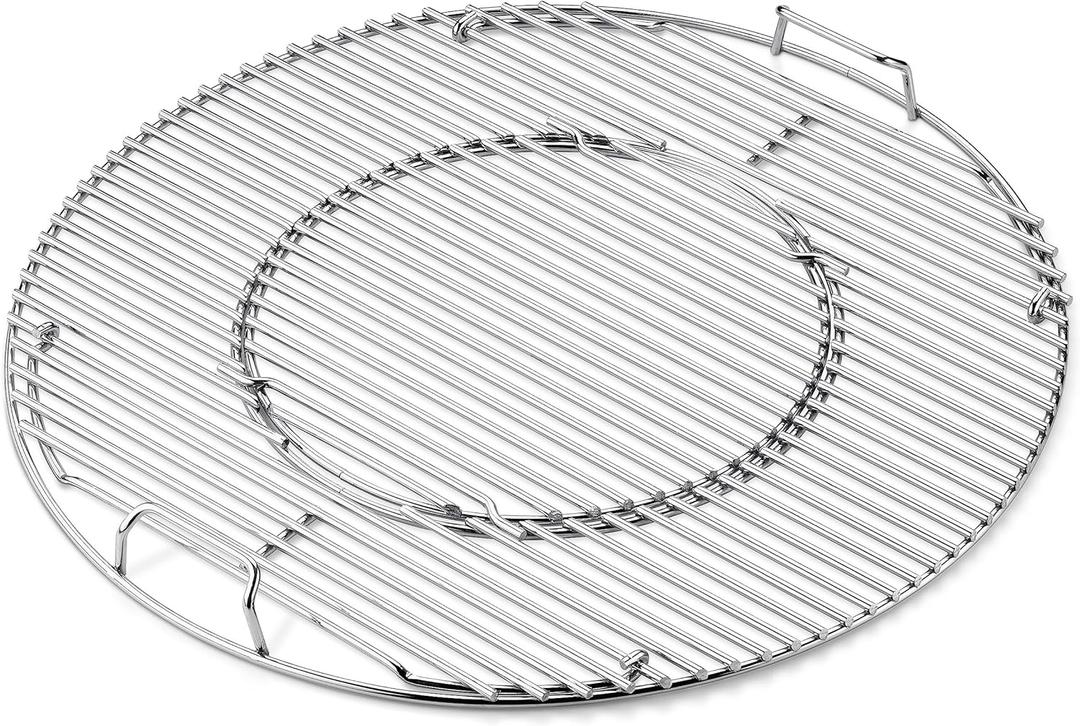 Weber Gourmet BBQ System Hinged Cooking Grate Add Charcoal Without Removing Grate, Includes 12" Insert, Fits 22.5" Weber Charcoal Grills, Kettle