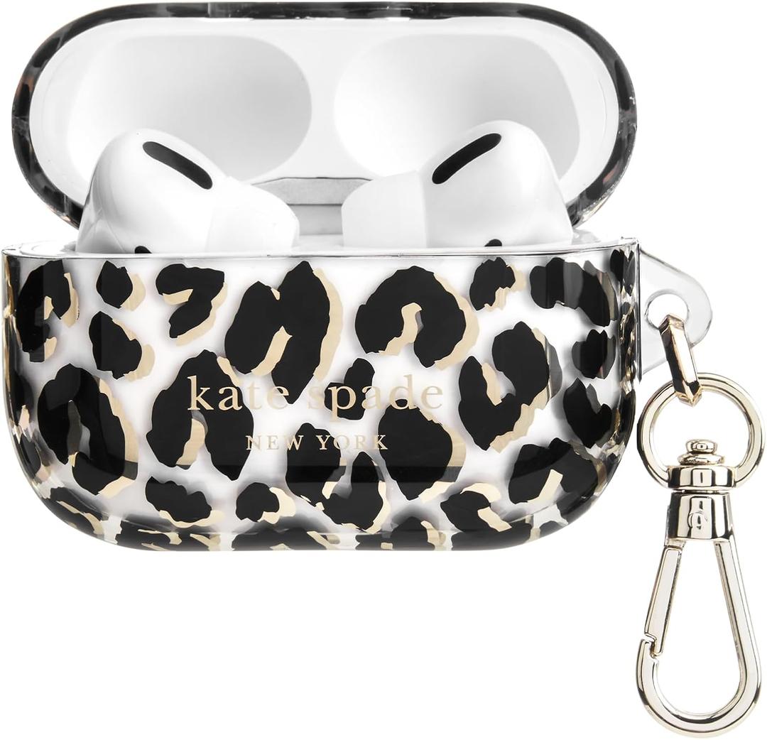 Kate Spade New York AirPods Pro Protective Case with Keychain Ring - City Leopard, Compatible with AirPods Pro 2nd / 1st Generation