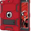 CCMAO for iPad 9th/8th/7th Generation 10.2 Inch Case 2021/2020/2019, with Kickstand, Heavy Duty Shockproof Hybrid Three Layer Protective Cover, Red+Black (05 Red+Black)