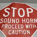 SmartSign Stop - Sound Horn, Proceed with Caution Anti Slip Adhesive Octagonal Floor Sign | 24" x 24"