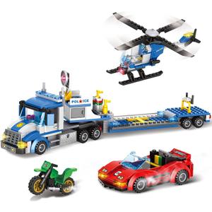 City Police Truck and Trailer Building Toy, Compatible with Lego, 469 Pcs Fun Educational STEM Learning Block Set, Gift for Boys & Girls Age 6-12 Years Old