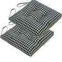 2-Pack Outdoor/Indoor Wicker Patio Seat Cushion Pad with Ties - Dining Chair Cushion, 17" x 17" (Blue Houndstooth)