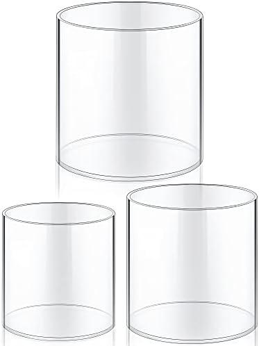 meekoo 3 Pieces Flower Acrylic Vase Cylinders Round Decorative Clear Vase Break Resistant Acrylic Flower Cylinder for Centerpieces Floral Home Wedding Table Decoration (6/5/4 in)