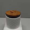 JOJUNO White Ceramic Canister Set with Wooden Lids – 3-Piece Airtight Food Storage Jars for Kitchen, Embossed Design, Small/Medium/Large Sizes (30/48/82 oz) – Flour, Sugar, Coffee, Tea