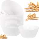 supernal 12PCS White Wheat Straw Bowls - Unbreakable Reusable Soup & Cereal Bowls with Smooth Edges,Fridge & Dishwasher Safe,Hard Plastic Dinnerware for Ramen,Salad,Hot Food(Sturdy & Lightweight)