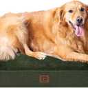 EHEYCIGA Orthopedic Extra Large Dog Bed, Waterproof Washable XL Pet Bed 44" | Non-Slip Bottom and Egg-Crate Memory Foam Big Dog Couch Bed with Washable Removable Cover, Dark Green, 44Inch