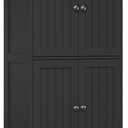 ChooChoo Bathroom Floor Cabinet, Modern Bathroom Storage Cabinet with 4 Doors and Adjustable Shelves, Freestanding Cupboard for Living Room, Black (11.81"D x 23.62"W x 43.31"H)