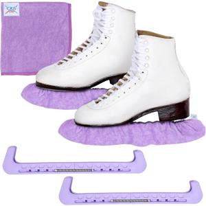 CRS Cross Skate Guards, Soakers and Towel Gift Set - Ice Skating Guards and Soft Skate Blade Covers for Figure Skating or Hockey (Small, Lavender)