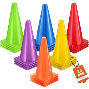 12 Inch Durable Cones, 24pcs Versatile Plastic Traffic Cones and Soccer Cones for Sports Training, Agility Drills, Parking Safety, Basketball Training, Football Training.