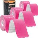 Kinesiology Tape Pro Athletic Sports (3 Rolls,60 Precut Strips) Waterproof Breathable Latex Free Tape for Ankle Wrists Knees Elastic Running Tennis Swimming Football Sports Activities Tapes(Pink)