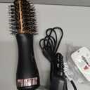 120-240V Travel Brush Hair Dryer, Small Hair Straightener Brush with European Plug Adapter for International Travel, 4 in 1 Hot Air Styler & Dryer for Drying Straightening Curling Volumizing, 2 Inch
