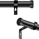 "Black Wrap Around Industrial Curtain Rod, 32-144 Inches Adjustable, 1-Inch Diameter, Black - Indoor and Outdoor Use"