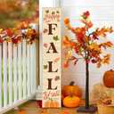 Happy Fall Sign Autumn Front Door Hanging Decor Welcome Sign Wooden Vertical Indoor Outdoor Standing Sign For Garden Home Yard Farmhouse Porch 47.2 x 7.8 Inch (Easter)
