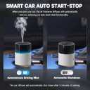 HODEMI Car Diffuser with Auto Start-Stop, Cool Mist Portable Mini Humidifier with Memory Function,Battery-Powered Oil Diffuser with 8-Color Ambient Ligh for Car, Home, Office, and Travel (White)