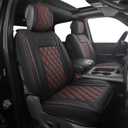 JOJOBAY Car Seat Covers for Dodge Ram, Fit 2009-2025 1500/2500/3500 HD Pick-up Truck, Crew, Regular, Quad, Mega Cab, Waterproof Synthetic Leather Seat Covers (2PCS-Front,Black-Brown)