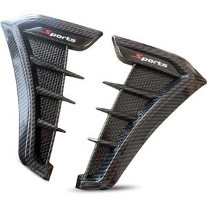 2PCS Car Fender Side Vents, TPU Scratch-Resistant Impact-Resistant Shark Gill Air Flow Grille, Self-Adhesive Sporty Vehicle Exterior Trim Modification Kit Universal for Most Cars (Carbon)