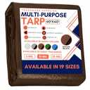 Tarp Cover Brown/Black Heavy Duty 40X40 Thick Material, Waterproof, Great for Tarpaulin Canopy Tent, Boat, RV Or Pool Cover (Heavy Duty Poly Tarp Brown/Black)