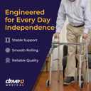 Drive Medical Two-Button Folding Walker With Wheels - Lightweight Rolling Mobility Support - Adjustable Height - Dual Push-Button Operation - 5 Inch Front Wheels - Durable Aluminum - Silver
