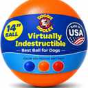 Doggie Dooley Virtually Indestructible Dog Ball - 14 Inch Hard Plastic Interactive Dog Toy for Large Breeds Over 75+ lbs - Built for Herding & Push Play - Floats in Water, Made in USA - Orange