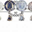 MyGift Vintage Scrollwork Black Metal Wire Tea Coffee Cup and Saucer Set Rack, Wall Mounted Decorative Display Shelf Holds Up to 4 Collectible Plates & Mugs