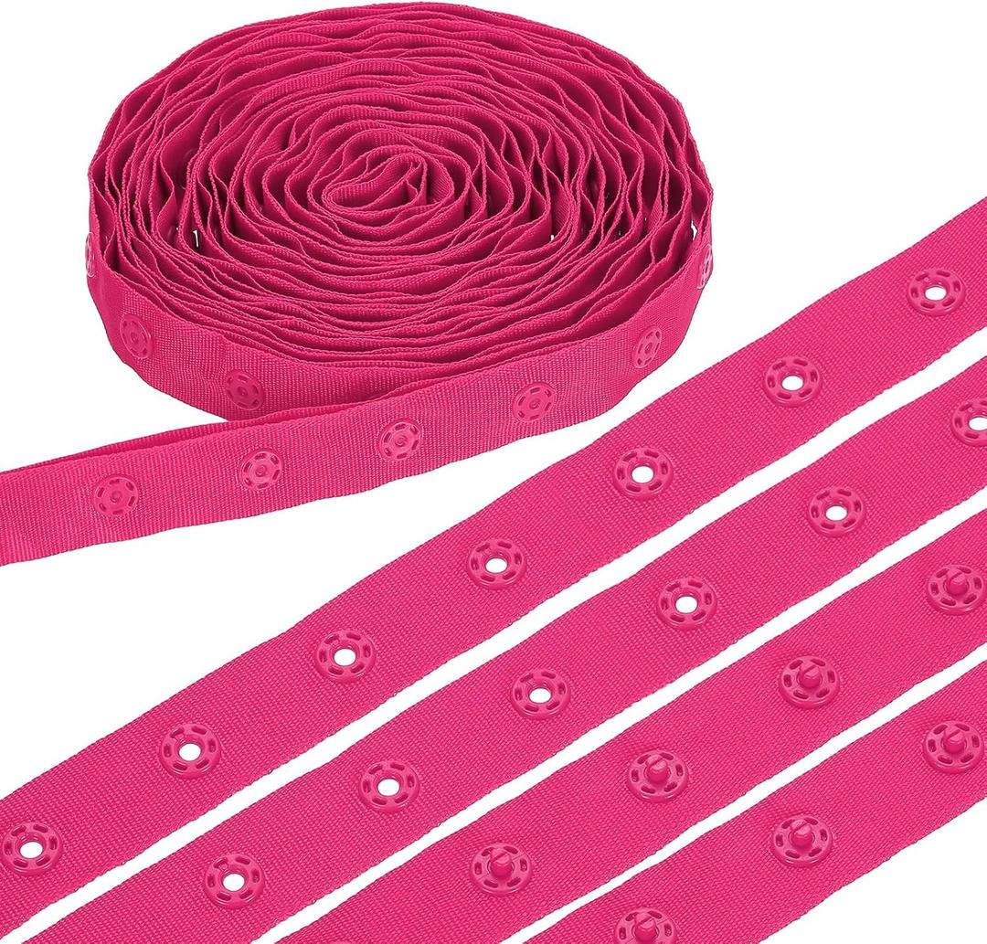 Uxcell 8 Yard Snap Button Tape, Polyester Plastic Snap Button Trim, Sewing Press Stud Ribbon Replacement for DIY Craft Clothes Fabric Sewing, Magenta