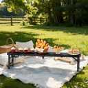FUNYKICH 3.8ft Low Folding Picnic Table(45.7''x15.7''x10.3''), Thicker Aluminum Legs Beach Table with Handle & Carry Bag, Lightweight Small Camping Table for Picnic Beach Camping Party, Black