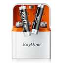 RayHom 8-Pack Rechargeable AAA Batteries with Charger, 1100mAh High Capacity NiMH Battery, 8-Slot Triple A NiMH Charger with Smart Charging, Multiple Charging Protections