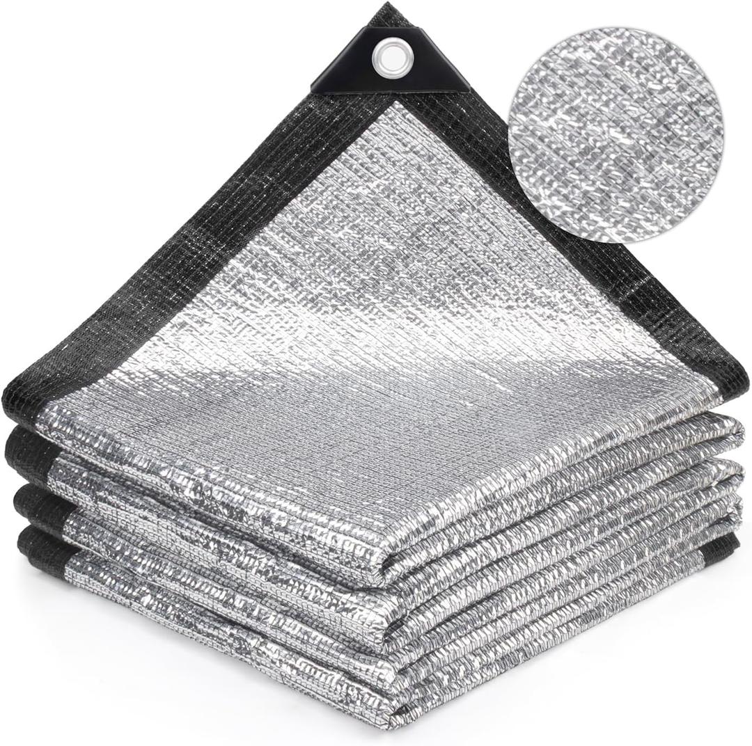 SUNNY GUARD 99% Aluminum Sun Shade Cloth, 20x30FT Heat Reflective Tarp